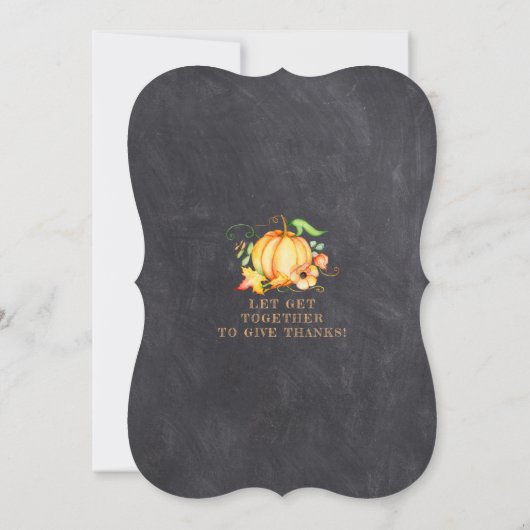 Kalkbord met herfstpompoenen voor Thanksgiving-din Kaart (Achterkant)