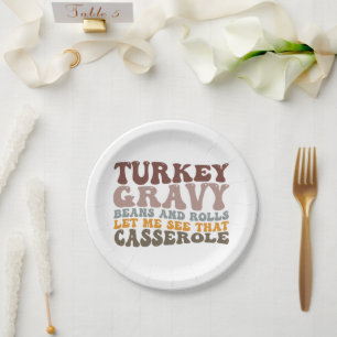 Kalkensaus Bonen En Broodjes Fall Thanksgiving  Papieren Bordje