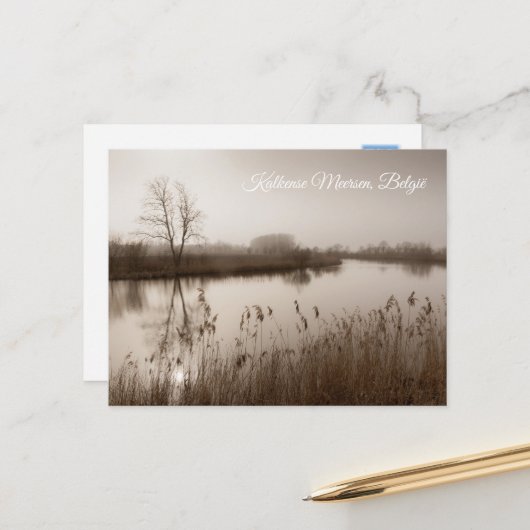 Kalkense meersen, Tranquil Landscape, Belgium Feestdagenkaart (Voorkant / Achterkant in situ)