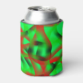 Kalkgroen en helder rood krullen, met schaduw? blikjeskoeler (Blikje Voorkant)