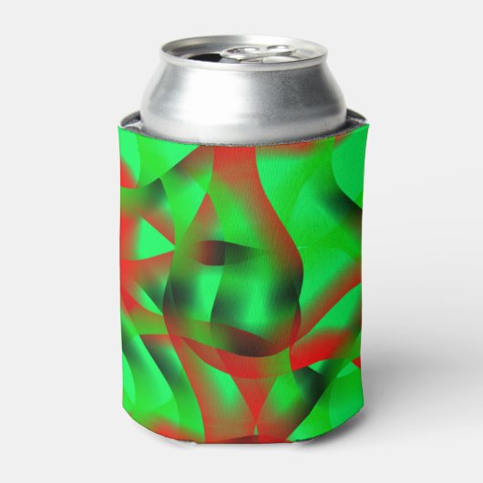 Kalkgroen en helder rood krullen, met schaduw? blikjeskoeler (Blikje Voorkant)