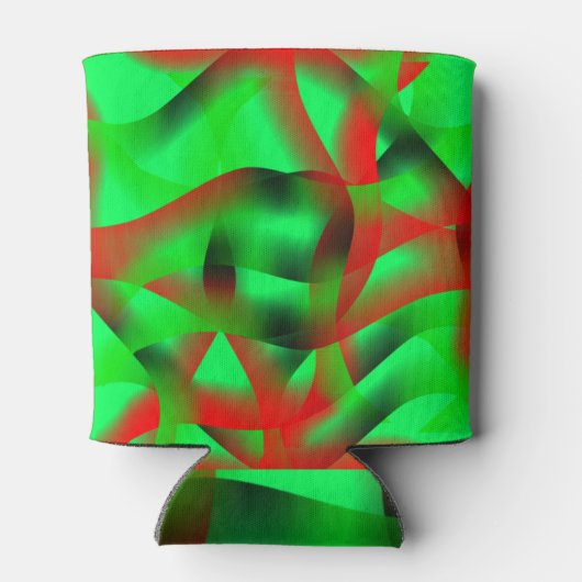 Kalkgroen en helder rood krullen, met schaduw? blikjeskoeler (Achterkant)