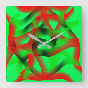 Kalkgroen en helder rood, met schaduw? vierkante klok