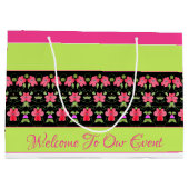 Kalkgroen en helder roze groot cadeauzakje (Achterkant)