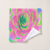 Kalkgroen en roze Succulent Sedum Rosette Bad Handdoek (Wasdoekje)