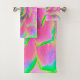 Kalkgroen en roze Succulent Sedum Rosette Bad Handdoek
