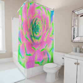 Kalkgroen en roze Succulent Sedum Rosette Douchegordijn