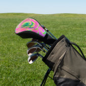 Kalkgroen en roze Succulent Sedum Rosette Golfheadcover (Insitu)