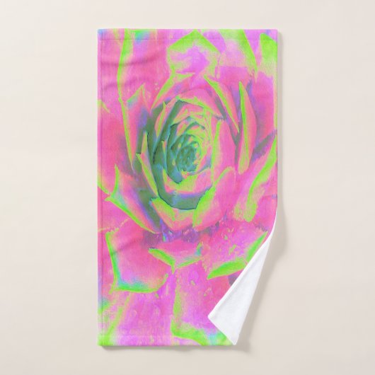Kalkgroen en roze Succulent Sedum Rosette Handdoek (Handdoek)