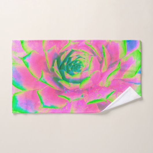 Kalkgroen en roze Succulent Sedum Rosette Handdoek (Handdoek)