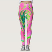 Kalkgroen en roze Succulent Sedum Rosette Leggings (Voorkant)