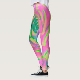 Kalkgroen en roze Succulent Sedum Rosette Leggings