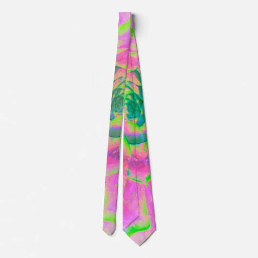 Kalkgroen en roze Succulent Sedum Rosette Stropdas (Achterkant)