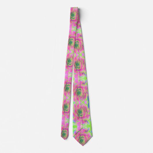 Kalkgroen en roze Succulent Sedum Rosette Stropdas (Achterkant)