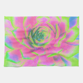 Kalkgroen en roze Succulent Sedum Rosette Theedoek