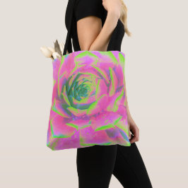 Kalkgroen en roze Succulent Sedum Rosette Tote Bag