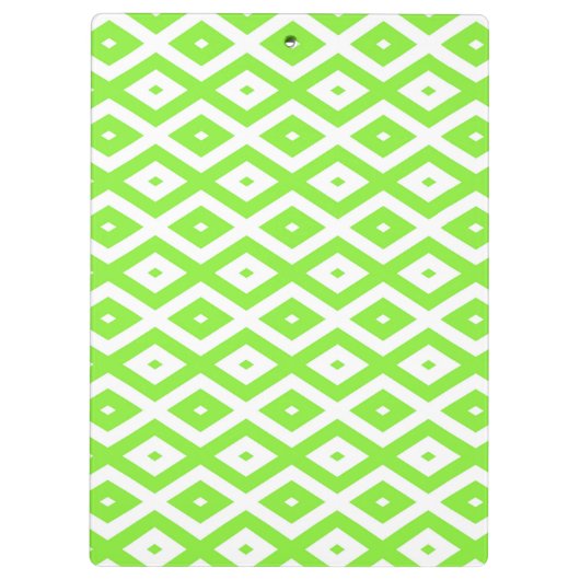 Kalkgroen en wit diamantpatroon klembord (Achterkant)