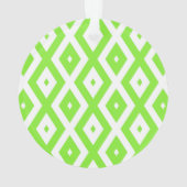 Kalkgroen en wit diamantpatroon ornament (achterkant)