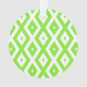 Kalkgroen en wit diamantpatroon ornament (voorkant)