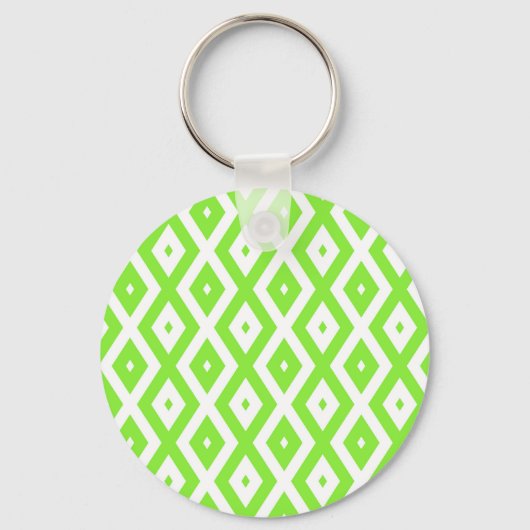 Kalkgroen en wit diamantpatroon sleutelhanger (Voorkant)
