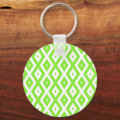 Kalkgroen en wit diamantpatroon sleutelhanger (Voorkant)