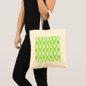 Kalkgroen en wit diamantpatroon tote bag (Voorkant (product))
