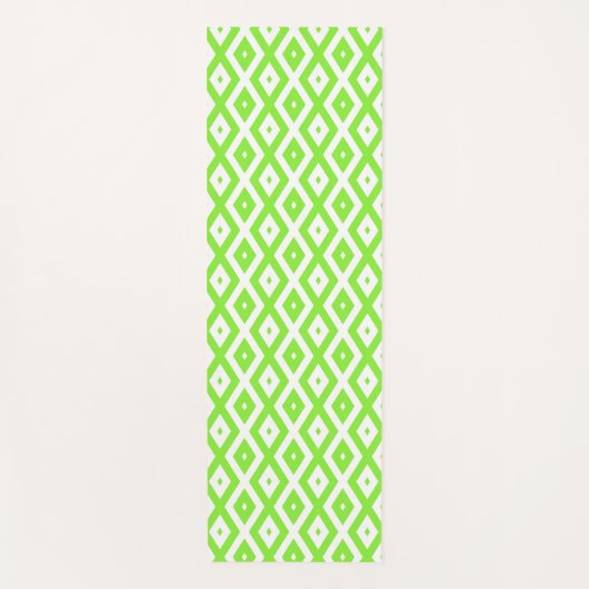 Kalkgroen en wit diamantpatroon yogamat (Voorkant)