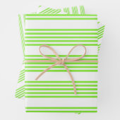 Kalkgroen en wit vijf strepen patroon inpakpapier vel (In situ)