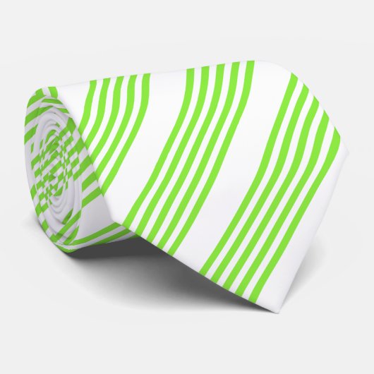 Kalkgroen en wit vijf strepen patroon stropdas (Opgerold)