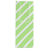Kalkgroen en wit vijf strepen patroon wijn cadeautas (Voorkant)