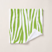 Kalkgroen en wit zebrapatroon bad handdoek (Wasdoekje)