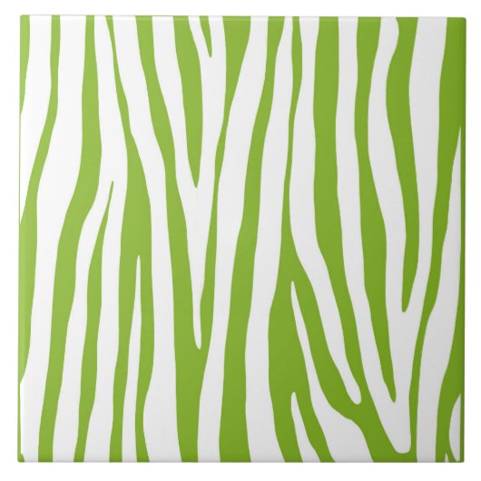 Kalkgroen en wit zebrapatroon tegeltje (Voorkant)