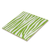 Kalkgroen en wit zebrapatroon tegeltje (Zijkant)