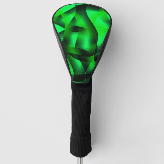 Kalkgroen en zwart krullen, met een schaduw? golfheadcover (Voorkant)