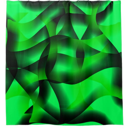 Kalkgroen en zwart krullen, met schaduw? douchegordijn (Voorkant)