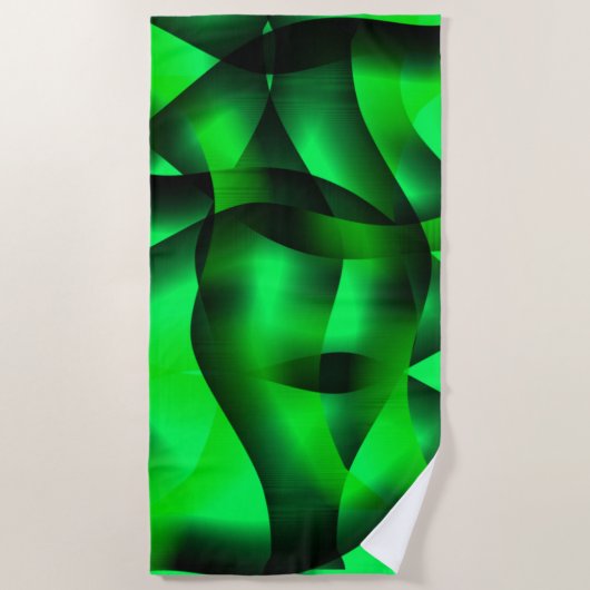 Kalkgroen en zwart krullen, met schaduw? strandlaken (Voorkant)