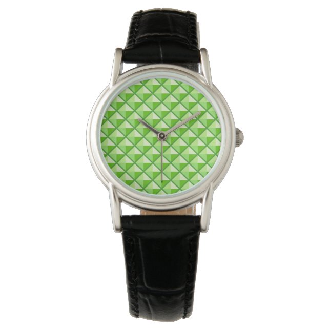Kalkgroen, enamel look, bestudeerd raster horloge (Voorkant)