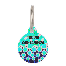 Kalkgroen turquoise abstract patroon huisdierpenning