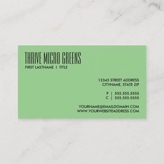 kalkgroen visitekaartje (Achterkant)