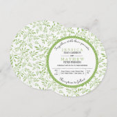 Kalkgroene bladeren patroon moderne bloembruiloft kaart (Voorkant / Achterkant)