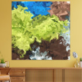 Kalkgroene, blauwe en bruine oliën canvas afdruk (Insitu (Woonkamer))