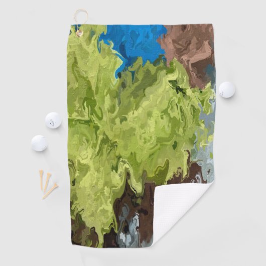 Kalkgroene, blauwe en bruine oliën golfhanddoek (Insitu)