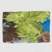 Kalkgroene, blauwe en bruine oliën golfhanddoek (Horizontaal)