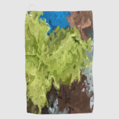 Kalkgroene, blauwe en bruine oliën golfhanddoek (Voorkant)