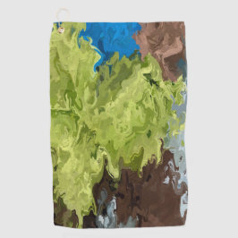 Kalkgroene, blauwe en bruine oliën golfhanddoek