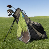 Kalkgroene, blauwe en bruine oliën golfhanddoek (Groen)