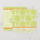 Kalkgroene damp op Ivory Damask/oranje accent Kaart (Voorkant / Achterkant)