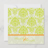 Kalkgroene damp op Ivory Damask/oranje accent Kaart (Voorkant)