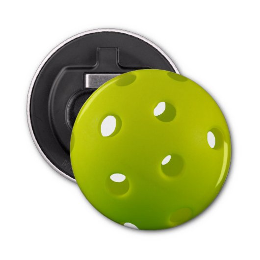 Kalkgroene echte picklebal button flesopener (Voorkant)