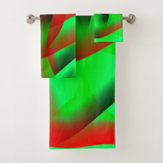 Kalkgroene en heldere rode rimpels, met schaduw? bad handdoek (Insitu)